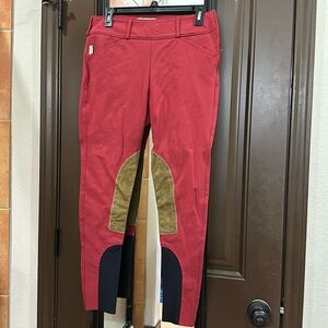 Tailored Sportsman riding breeches, mid rise, 30, sock bottom, Cherry Bomb